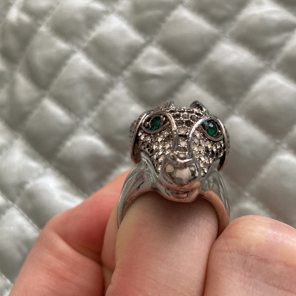 Large Chunky Ram's Head Silver Ring - image 3